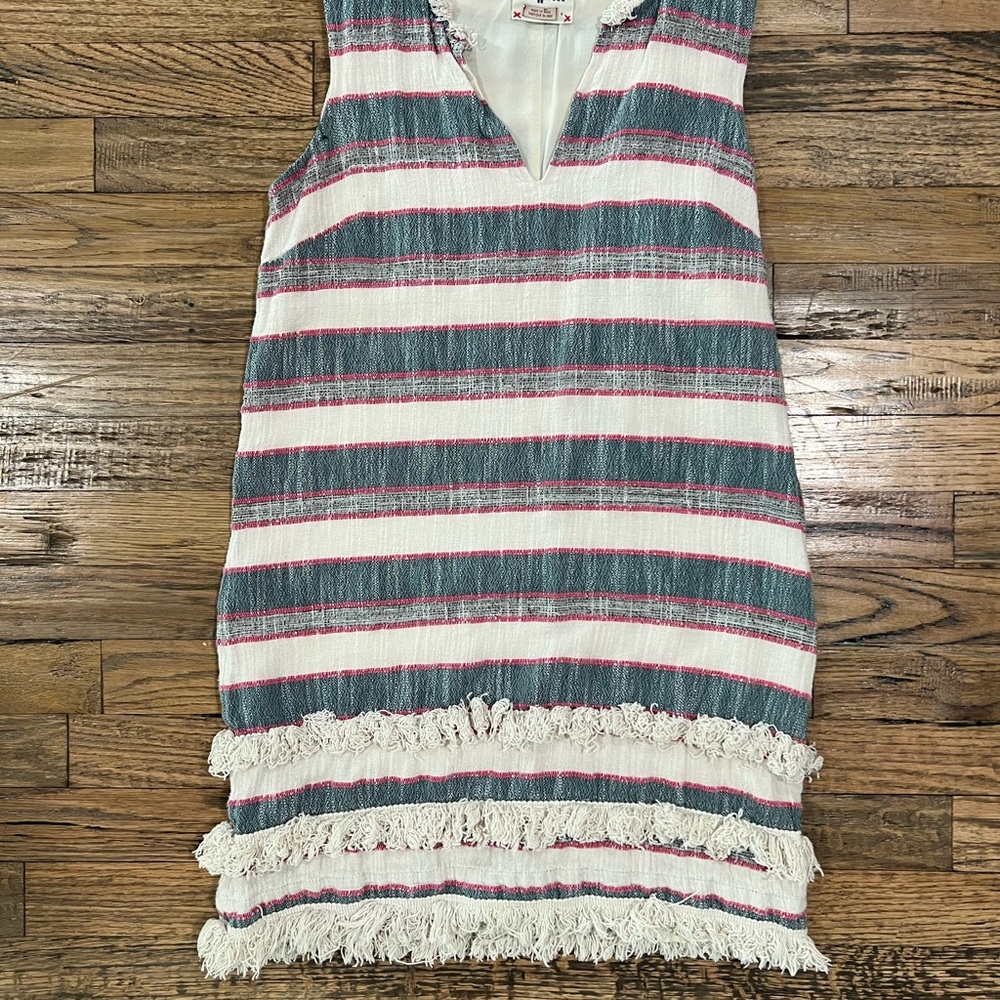Holding Horses Striped Sleeveless Dress with Fringe